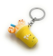 Getränk Becher to go fancy Donut Strohhalm Schlüsselanhänger Anhänger aus Metall