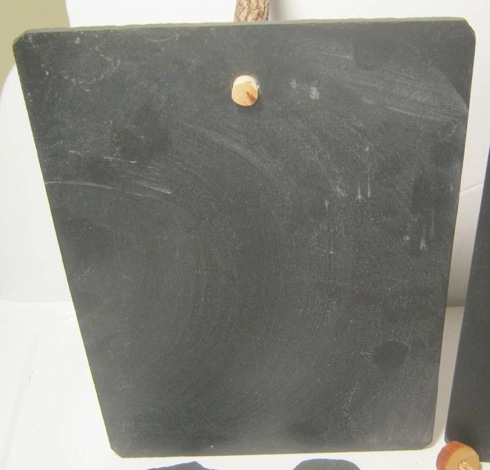 Pair of SLATE BOARDS w Slate Tags & Stone Styli GAME? Advertising? COOL!!! - Image 2 of 4