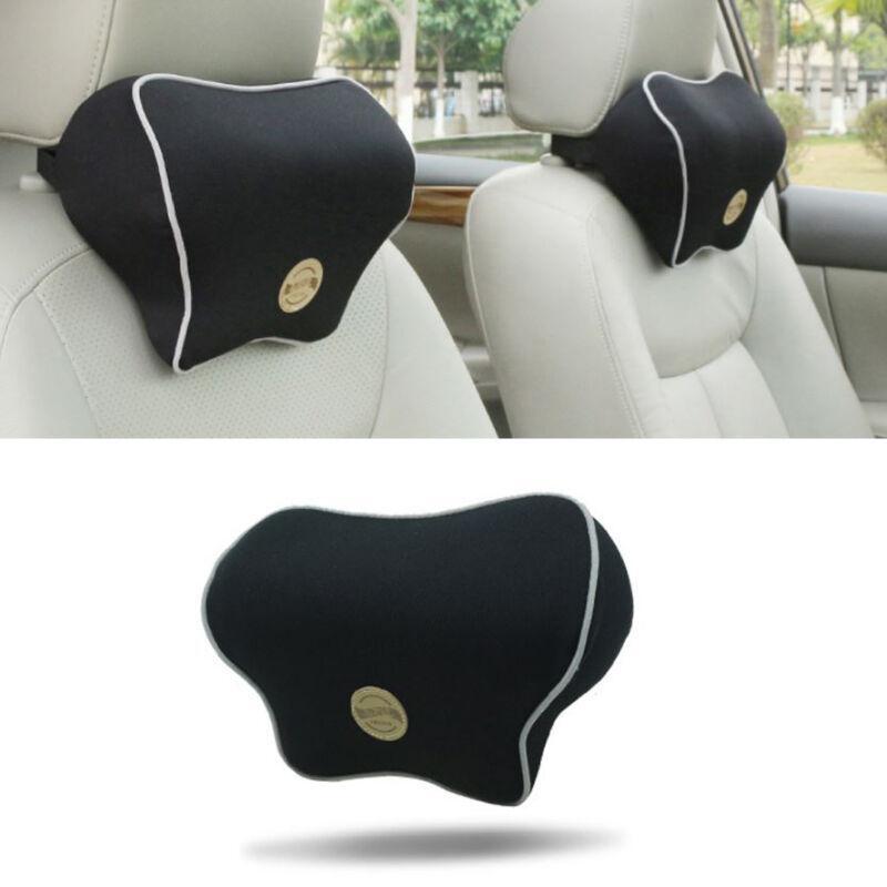 Black Memory Foam Car Seat Headrest Pad Head Neck Cushion Pillow Soft Cotton