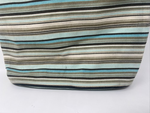 Gap Factory Store Purse Tote Blue Tan Stripes Summer Cotton Light Canvas Feel - Picture 5 of 14