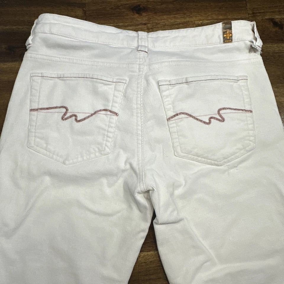 Pantalones de pana vintage Y2K azul asfalto blancos tiro bajo para mujer talla 3 *ediciones Foto 4 de 4