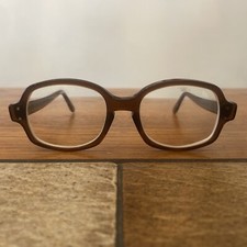 Vintage Eyeglasses Frame USS Brown Nerd Frames 50-18 4 1/4 5 1/2 Military BCG