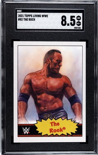 2021 Topps Living WWE WWF #82 The Rock Dwayne Johnson SGC 8.5