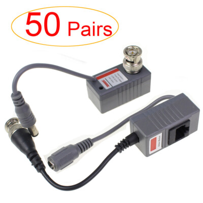 100x CCTV Coax Twist BNC Video Power Balun Transceiver to CAT5e 6 RJ45 Connector