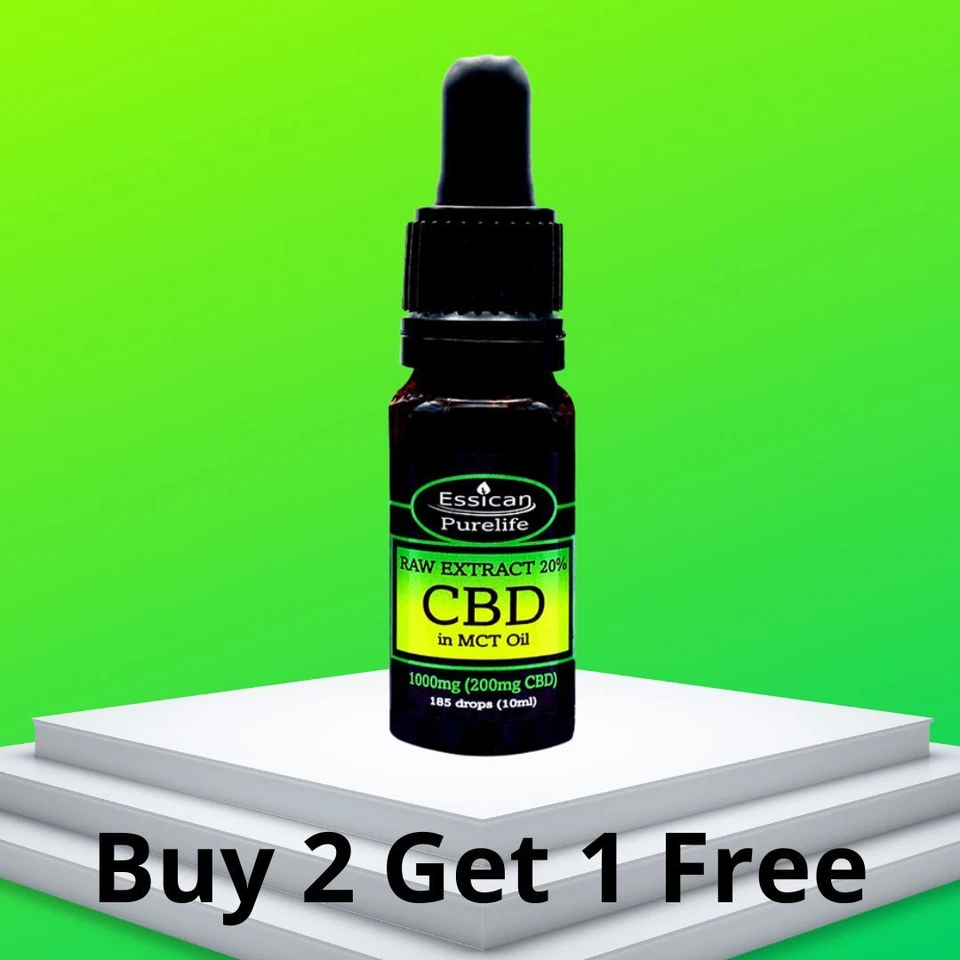 PURE-LIFE CBD OIL DROPS RAW 500mg to 5000mg (100mg to 1000mg CBD) Full Spectrum MCT 10ml