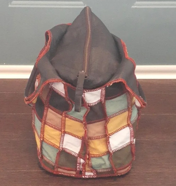 Vintage WITH multi-colour leather patchwork unstr… - image 5