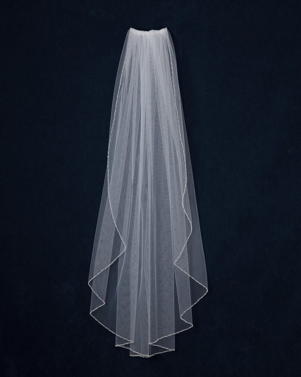 Wedding Veil Waltz 54 inch Ivory C332 Fingertip crystal & pearl