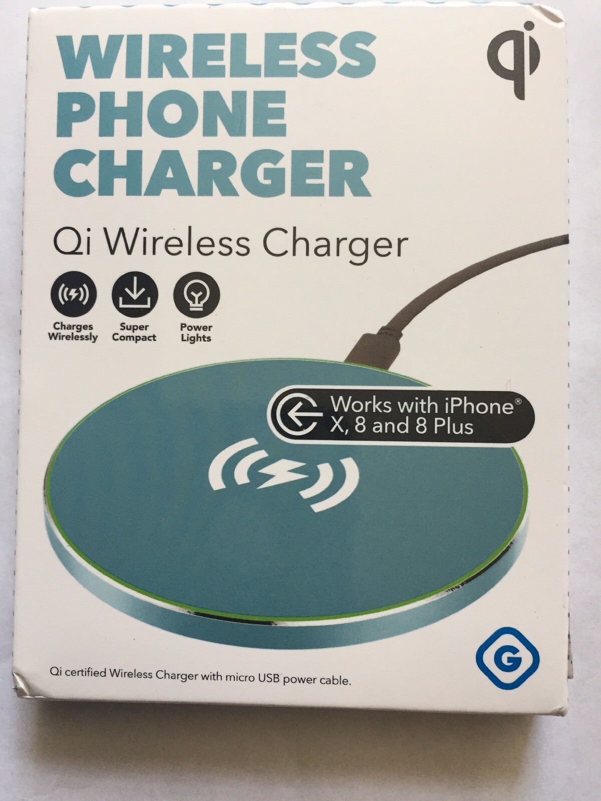 GEMS QI Wireless Phone Charger iPhone X 8 & 8 Plus ,Galaxy 8 S8 S7 ,LG