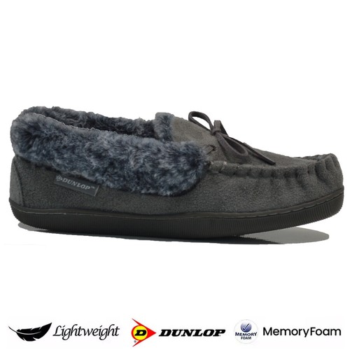 LADIES DUNLOP MEMORY FOAM SHEEPSKIN SLIPPERS WINTER WARM COMFORT MOCCASIN SHOES - Picture 16 of 29