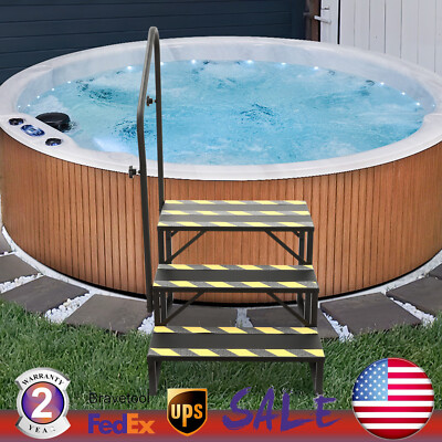 Swimming Pool Ladder Above Ground 3-Step Portable Step Ladder With Handrails