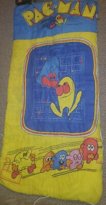 PAC-MAN SLEEPING BAG VINTAGE 1970S GOOD CONDITION. MADE BY MIDWAY.