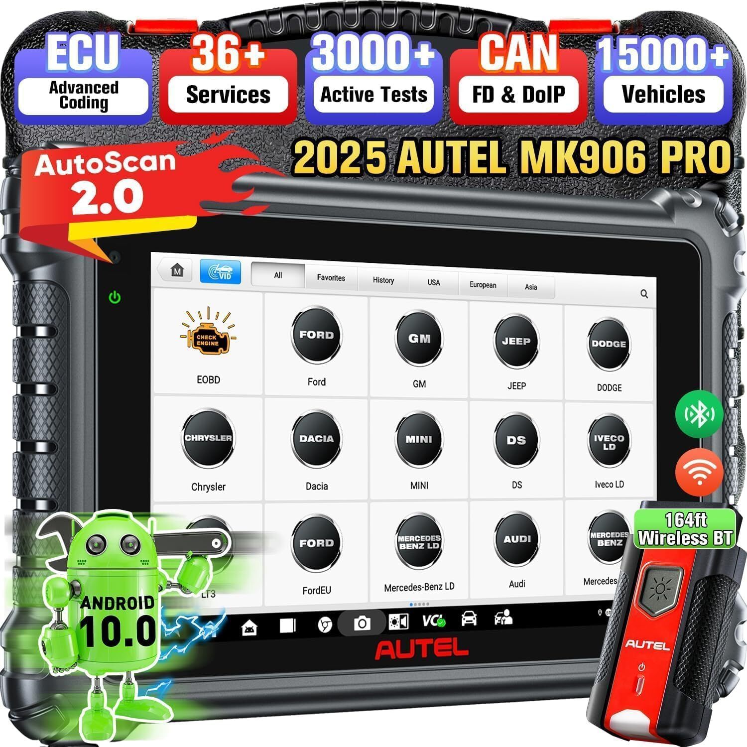 2025 Autel MK906 PRO coche profesional automóvil OBD2 dispositivo de diagnóstico TODO EL SISTEMA Key Coding DE