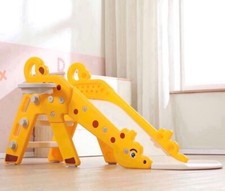 Topbuy Kids Giraffe Slide Baby Play Climber Slide Set W/ Basketball Hoop Yellow