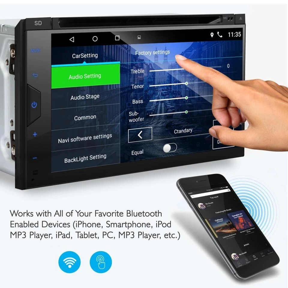 New Pyle PLDAND697 Double DIN Android Stereo Receiver System 6.8 Inches Nav - Image 2 of 4