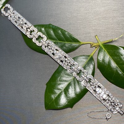 Bracelet Vintage Couleur Argent Large - Déco Demi Perle Signé 3285 - Occasion