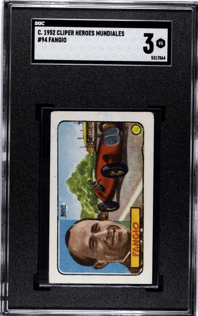 1951 Juan Manuel Fangio HEROES MUNDIALES #94 SGC3 GRADED circa 1952 Cliper card
