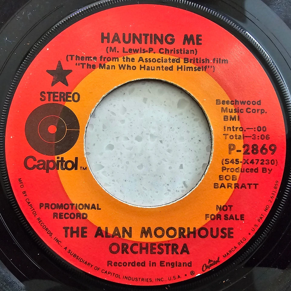 The Alan Moorhouse Orchestra - Haunting Me - 1970 Film Soundtrack US Promo 7" - Image 4 of 4