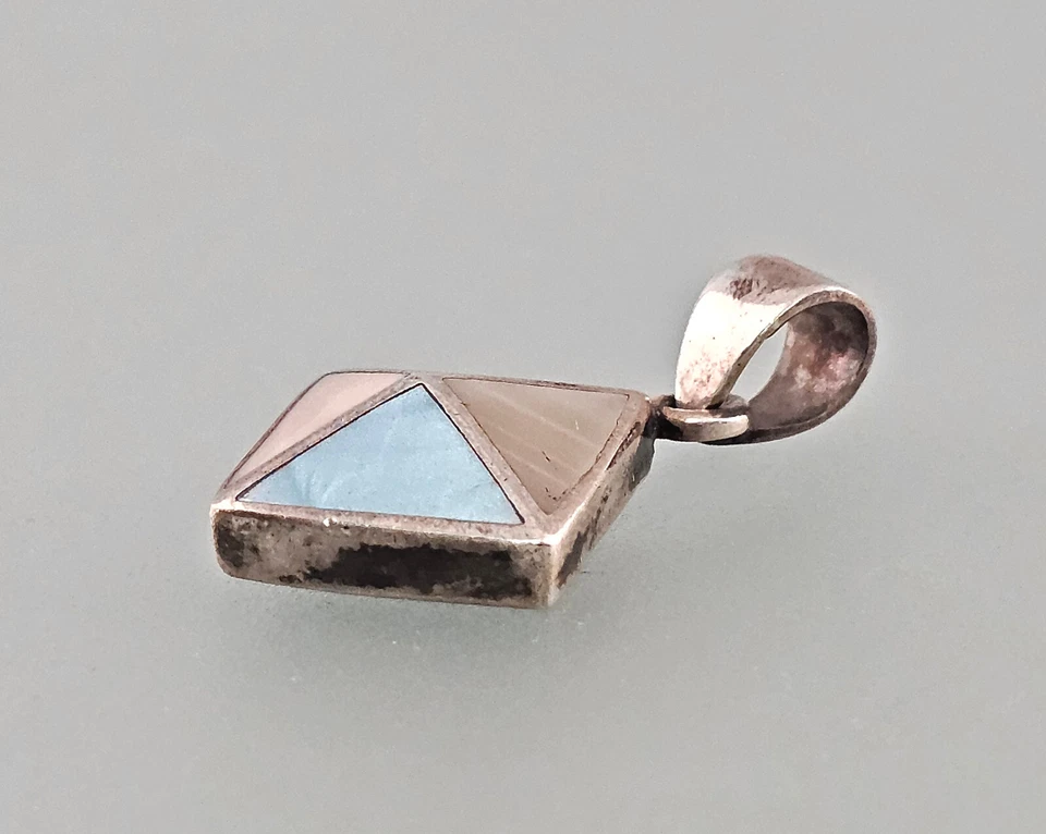 a-9225041 Silberner Perlmutt Anhänger Flachpyramide 925er Silber 8,91 g - Bild 3 von 3