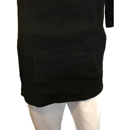 Christine Alexander Medium Black Cotton RETRO Hooded WAFFLE Top Shirt Retro Danc - Picture 4 of 11