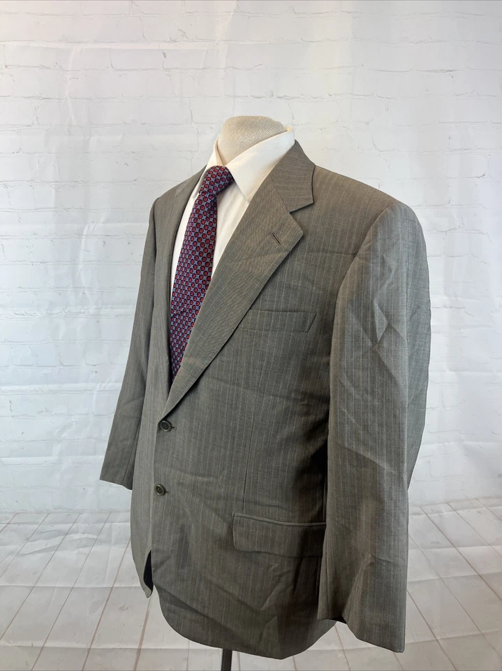Brioni Men's Beige Gray Striped Wool Mohair Blend Suit 46R 38X27 $5,295 - Image 3 of 4