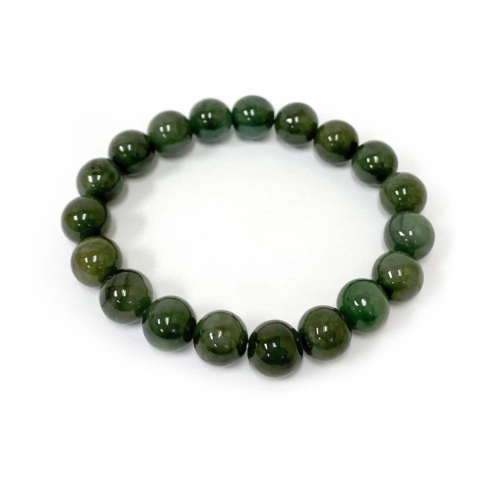 Jade Gemstone 8mm Round Beads Handmade Stretchable Unisex Bracelet - Image 4 of 4