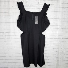 Trendyol Women’s Mini A-Line Fitted Dress UK 20 Cut Out Woven Black Party Wear