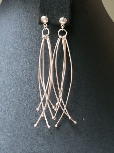VTG Sterling Silver 925 Modern Multi Strand Dangle Earrings Unbranded