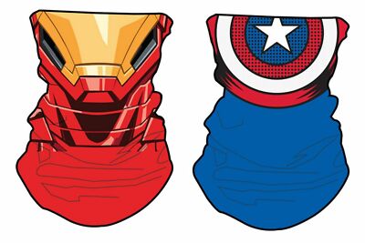Marvel 2 Pc Gaiter Set Iron Man + Captain America Neck & Face PPE Halloween