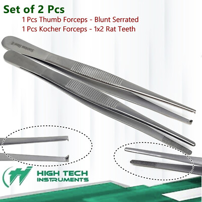 Thumb Tissue Forceps 15cm 6'' 1x2 Teeth Surgical Anatomic Tweezers Straight -PICK