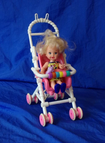 Barbie FISHER PRICE STROLLER w/ WAVING KELLY Working Mattel Vintage 1994