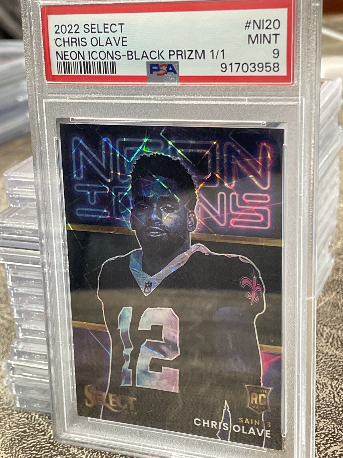 Chris Olave Panini Select Neon Icons #NI20 Black Prizm 1/1