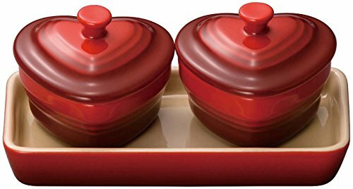 Le creuset miniature Ramukan d'Amour set Cherry Red Heart Shape