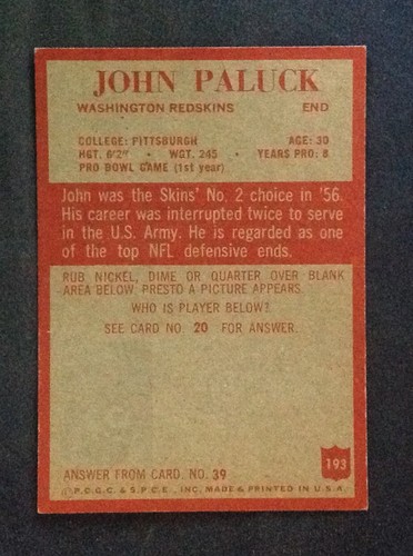 1965 Philadelphia Gum Football Pick a Card Complete your Set VG-NM-MT # 3-197 - Picture 78 of 81