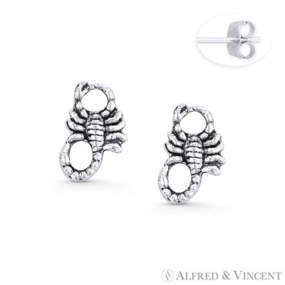Scorpion Arachnid Zodiac Scorpio Horoscope Stud Earrings in .925 Sterling Silver