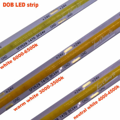 DC5V/12V/24V Flexible Led Strip High Density COB/FOB Light white 10W/M LED stirp