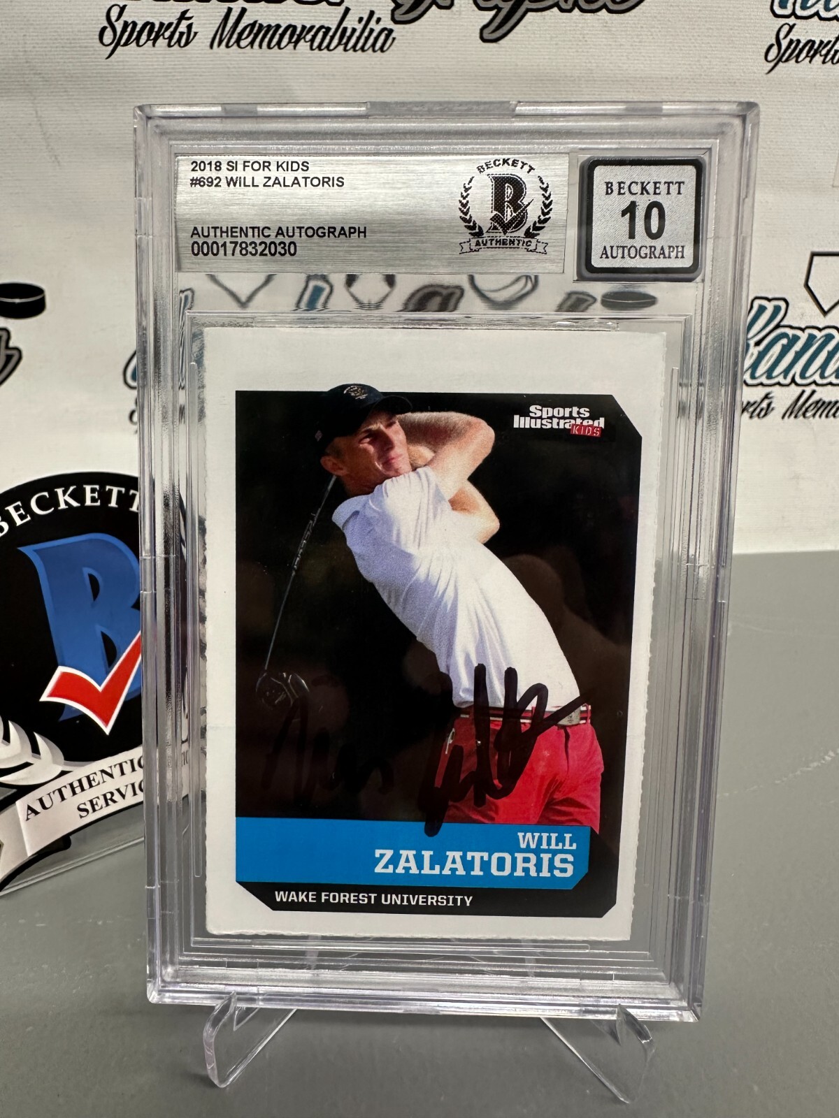 AUTOGRAPHED Autographed Signed RYDER CUP PRESIDENT'S US OPEN MASTERS BRITISH PGA CHAMPIONSHIP WILL ZALATORIS 2018 SI FOR KIDS SPORTS ILLUSTRATED ON CARD BECKETT BGS 10 