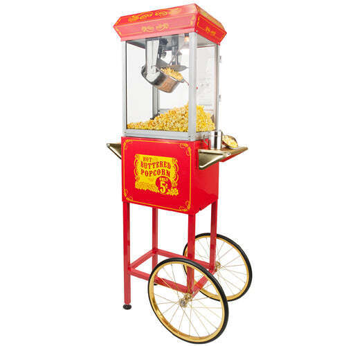 FunTime FT454CR 4oz Red Popcorn Popper Machine Maker Cart Vintage Style - Picture 1 of 12