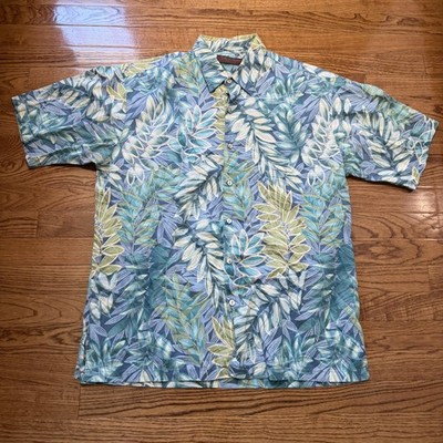 Tori Richard Shirt Mens Medium Blue Hawaiian Aloha Button Front Made in Hawaii