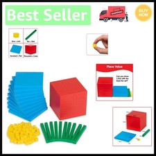 Durable Color-Coded Base Ten Blocks Set - 121 Pieces for Hands-On Math Learning