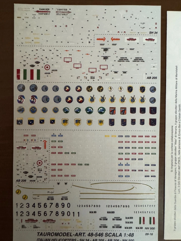 TAURO MODEL TM48/546 INSEGNE ELICOTTERI ITALIANI SCALA 1:48 - Immagine 2 di 2
