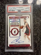 TYLER HERRO PSA 10 2019 PANINI CONTENDERS #142 ROOKIE TICKET STUB RC AUTO #/14