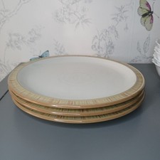 Denby Caramel Stripe 10"  Dinner Plates x 3