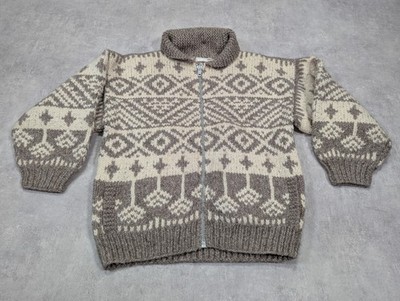 Pullover Neuseeland Strickjacke Herren L Cowichan Azteken Fair Isle Sweater Strick Boho