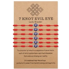 Evil Eye 7 Knot Lucky Bracelets Adjustable Red String Amulet for Women Men Red S
