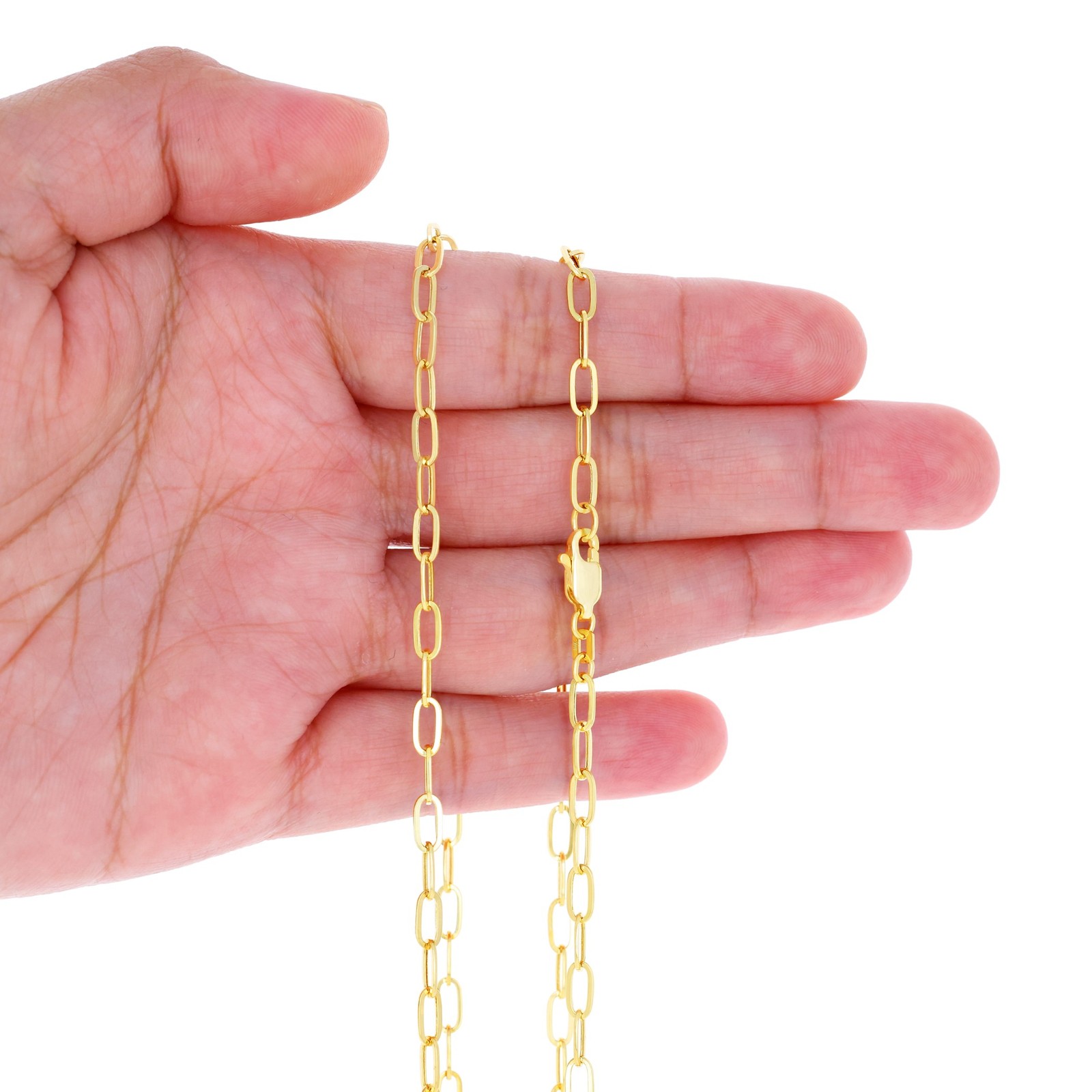 10k Yellow Gold 3mm Paperclip Chain Rolo Dainty Link Cable Necklace Womens 18"