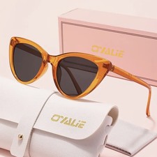 NEW Orange Cat Eye 1950s Style Ladies Sunglasses Grey Lenses Case&Cloth Holiday 
