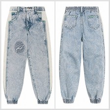 Vintage OshKosh Boys 7R Acid Wash Jogger Jeans Cargo Patch 80s 90s USA Kids