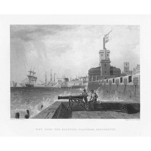 PORTSMOUTH View from the Saluting Platform - Antique Print 1842
