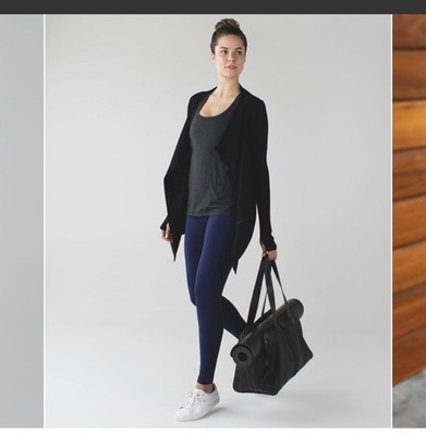 Lululemon Resolution Wrap Deep Zinfandel Black Cashmere Blend Draped Cardigan 8