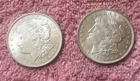 LOT OF 2  x  UNC.  1921-P  MORGAN SILVER DOLLAR COINS.    LOT # 20